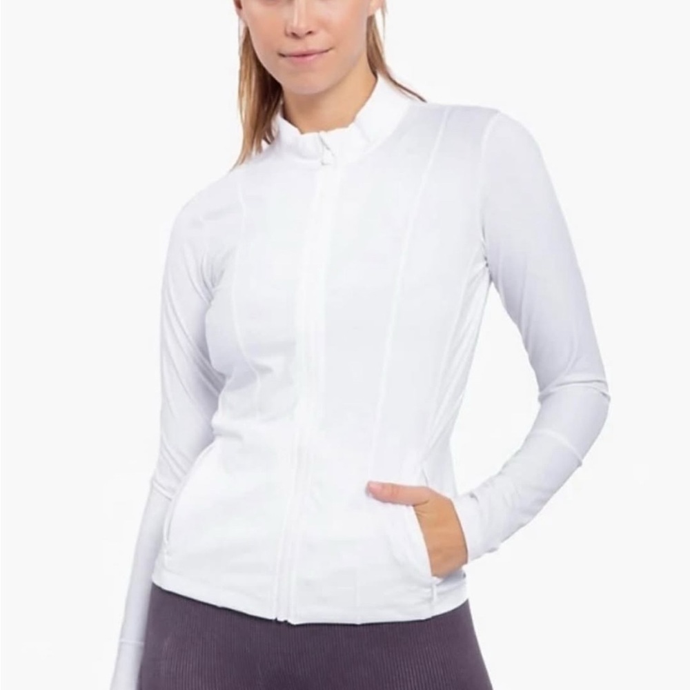 White Long Sleeve Zip-Up Jacket